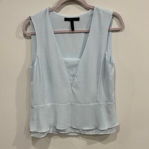 BCBGMAXAZRIA Soft Blue V-Neck Blouse